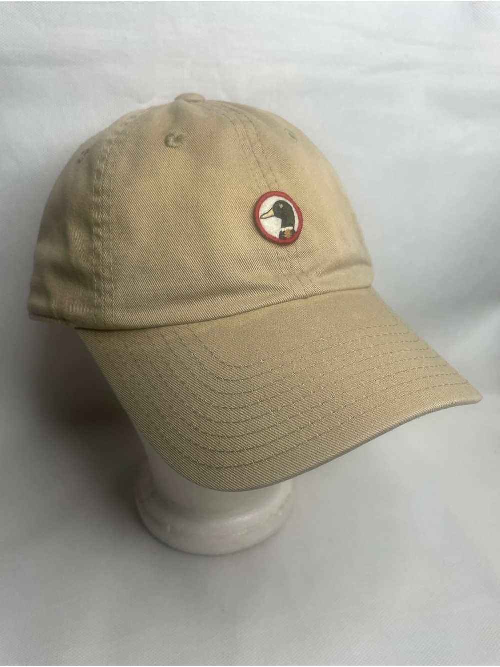 VTG Duck Head Circle Patch 100% Cotton Twill Hat Tan Adjustable StrapBack Cap